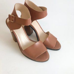 Brown block-heeled sandals
